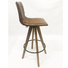 Kit 4 Banquetas Alta Madeira Giratória Karina Matelassê Cor M