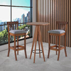 Kit 4 Banquetas Alta Madeira Maciça Bakeri Linho Cinza/imbuia