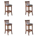 Kit 4 Banquetas Alta Madeira Maciça Bakeri Linho Cinza/imbuia