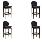 Kit 4 Banquetas Alta Madeira Maciça Lofoten Suede Preto G42 -