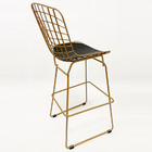 Kit 4 Banquetas Alta Para Cozinha Bertoia Cor Dourado Fosco A