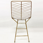 Kit 4 Banquetas Alta Para Cozinha Bertoia Retrô Cor Dourado F