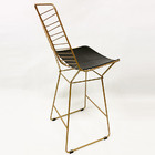 Kit 4 Banquetas Alta Para Cozinha Bertoia Retrô Cor Dourado F