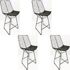 Kit 4 Banquetas Alta Para Cozinha Bertoia Retrô Cor Preta - P