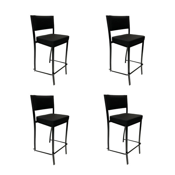 Kit 4 Banquetas Alta Para Cozinha Empilhável Preta Assento E