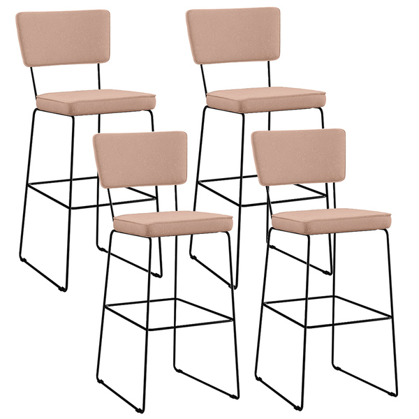 Kit 4 Banquetas Alta Para Cozinha Sala De Jantar Base Em Aço