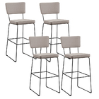 Kit 4 Banquetas Alta Para Cozinha Sala De Jantar Base Em Aço