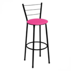 Kit 4 Banquetas Alta Preta Com Encosto Assento Rosa Jaddi