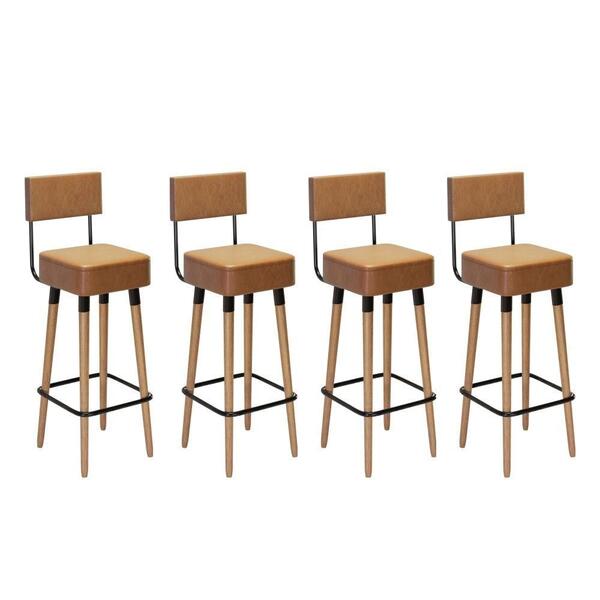 Kit 4 Banquetas Alta Retrô Com Encosto Marais Amarula