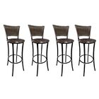 Kit 4 Banquetas Alta Romana Preta Com Encosto Junco Capuccino