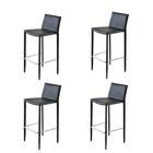 Kit 4 Banquetas Altas Amanda Rivatti Preta Base Metal