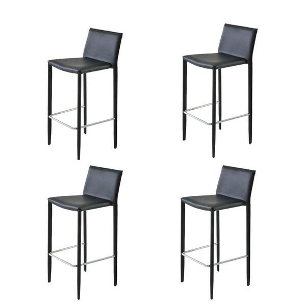 Kit 4 Banquetas Altas Amanda Rivatti Preta Base Metal