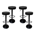 Kit 4 Banquetas Altas Com Encosto Baixo Estofado Para Cozinha