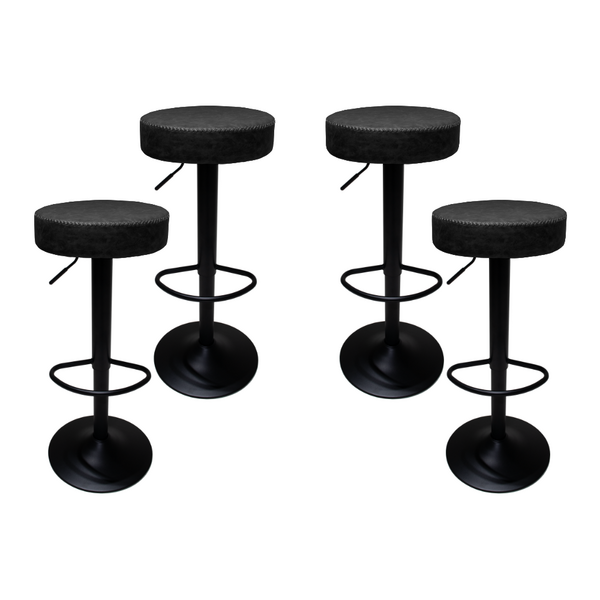 Kit 4 Banquetas Altas Com Encosto Baixo Estofado Para Cozinha