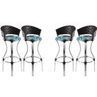 Kit 4 Banquetas Altas Conforto Alumínio Polido Fibra Sintétic