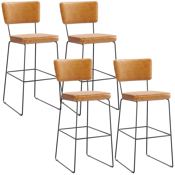 Kit 4 Banquetas Altas Cozinha Sala Jantar Base Em Aço Fixa Al