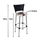 Kit 4 Banquetas Altas Cromada Com Encosto Junco Preto Assento