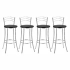 Kit 4 Banquetas Altas Cromadas Bc26/a - A101 Cromado/preto