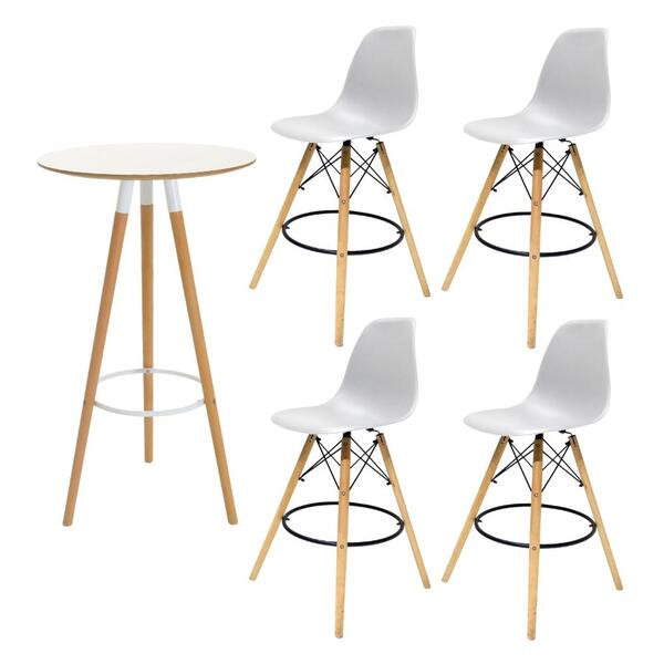 Kit 4 Banquetas Altas Eiffel Com Mesa Bistrô Branca Para Cozi