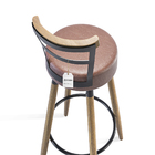 Kit 4 Banquetas Altas Estofadas 98cm Com Encosto Opala  Café