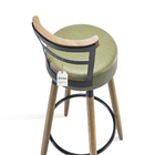 Kit 4 Banquetas Altas Estofadas 98cm Com Encosto Opala  Verde