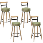 Kit 4 Banquetas Altas Estofadas 98cm Com Encosto Opala  Verde