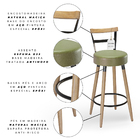 Kit 4 Banquetas Altas Estofadas 98cm Com Encosto Opala  Verde