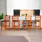 Kit 4 Banquetas Altas Madeira Maciça Assento Estofado Preto F