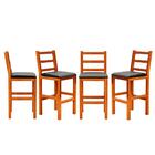 Kit 4 Banquetas Altas Madeira Maciça Assento Estofado Preto F