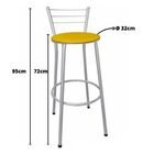 Kit 4 Banquetas Altas Prata Com Encosto Assento Amarelo