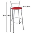 Kit 4 Banquetas Altas Prata Com Encosto Assento Vermelho