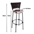 Kit 4 Banquetas Altas Prata Com Encosto Junco Argila Assento