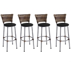 Kit 4 Banquetas Altas Prata Com Encosto Junco Capuccino Assen