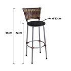 Kit 4 Banquetas Altas Prata Com Encosto Junco Capuccino Assen