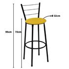 Kit 4 Banquetas Altas Preta Com Encosto Assento Amarelo