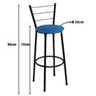 Kit 4 Banquetas Altas Preta Com Encosto Assento Azul