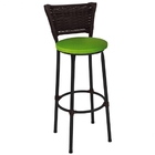 Kit 4 Banquetas Altas Preta Com Encosto Junco Argila Assento