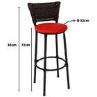 Kit 4 Banquetas Altas Preta Com Encosto Junco Argila Assento