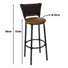 Kit 4 Banquetas Altas Preta Com Encosto Junco Argila Assento