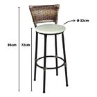 Kit 4 Banquetas Altas Preta Com Encosto Junco Capuccino Assen