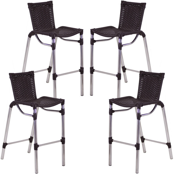 Kit 4 Banquetas Alumínio Fortaleza Alta Para Balcão Cozinha B