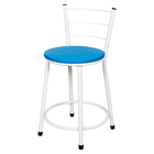 Kit 4 Banquetas Baixa Epoxi Branca Assento Azul