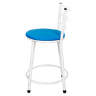 Kit 4 Banquetas Baixa Epoxi Branca Assento Azul