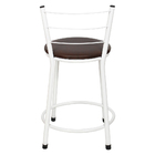 Kit 4 Banquetas Baixa Epoxi Branca Assento Marrom