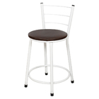 Kit 4 Banquetas Baixa Epoxi Branca Assento Marrom