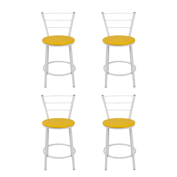 Kit 4 Banquetas Baixa Moderna Com Encosto Area Externa E Inte