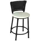 Kit 4 Banquetas Baixa Preta Junco Preto Com Assento Branco Fo