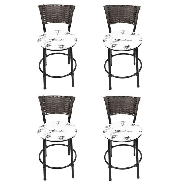 Kit 4 Banquetas Baixa Preta Para Cozinha Assento Branco Flora