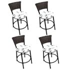 Kit 4 Banquetas Baixa Preta Para Cozinha Assento Branco Flora