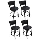 Kit 4 Banquetas Baixa Preta Para Cozinha Assento Preto Com En